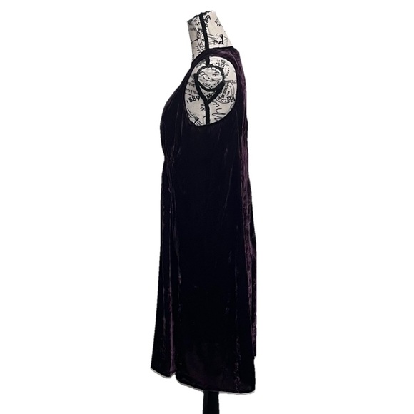 Gap Maternity Purple Velvet swing Midi dress Goth Grunge Boho Hippie Moto Bike M - Picture 4 of 11